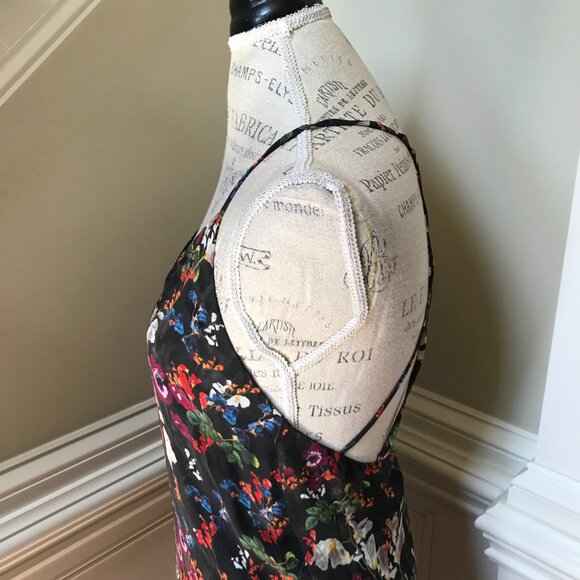 Alice + Olivia Mini Slip Dress Womens 4 Black Red Blue Floral Print Sleeveless - Picture 7 of 10